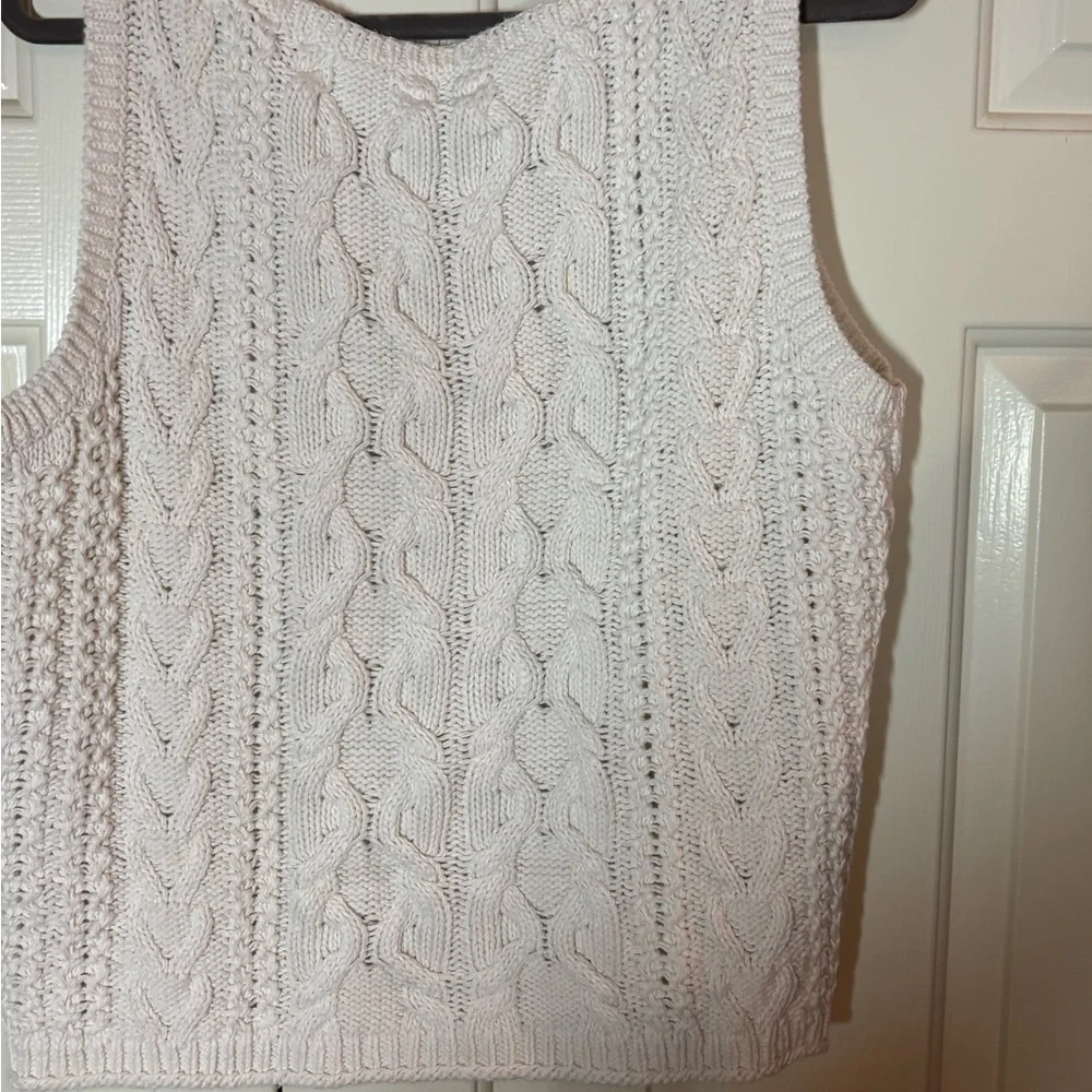 Ralph Lauren Cream Cable Knit Tank Top - Picture 2 of 4